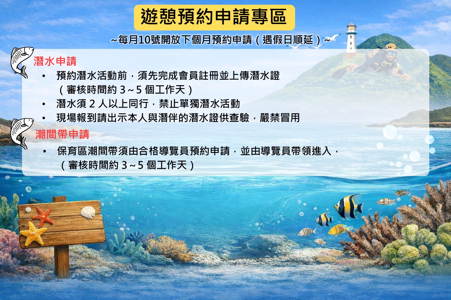 水域遊憩申請專區開放時間公告