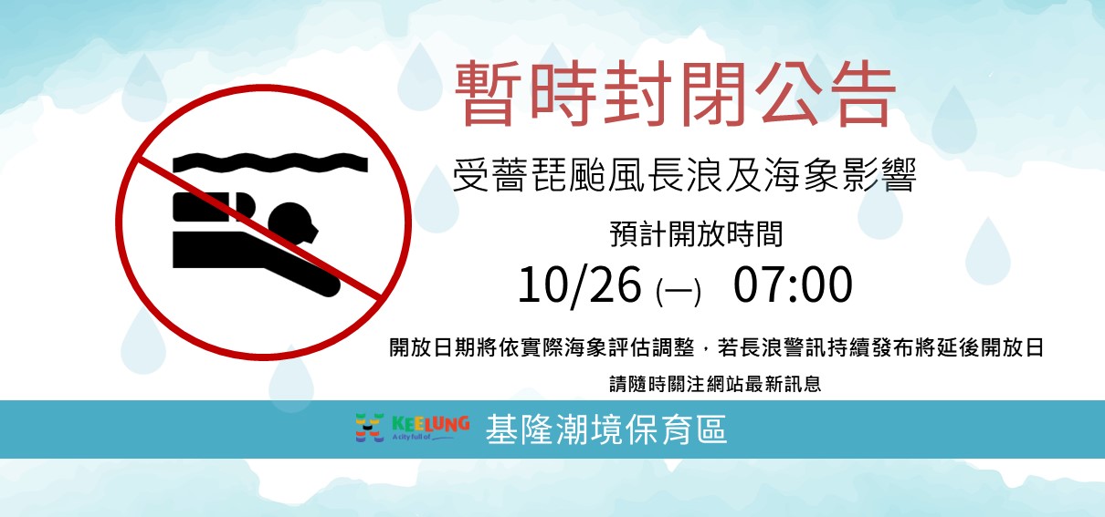 颱風薔琵暫停開放公告